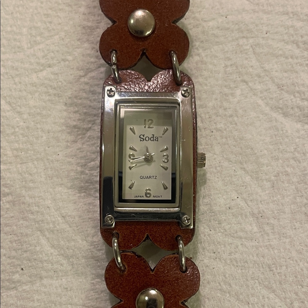 Soda Silver and Brown Rectangular Watch - image 2